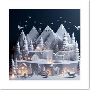 Winter Wonderland Paper Art Style Posters and Art